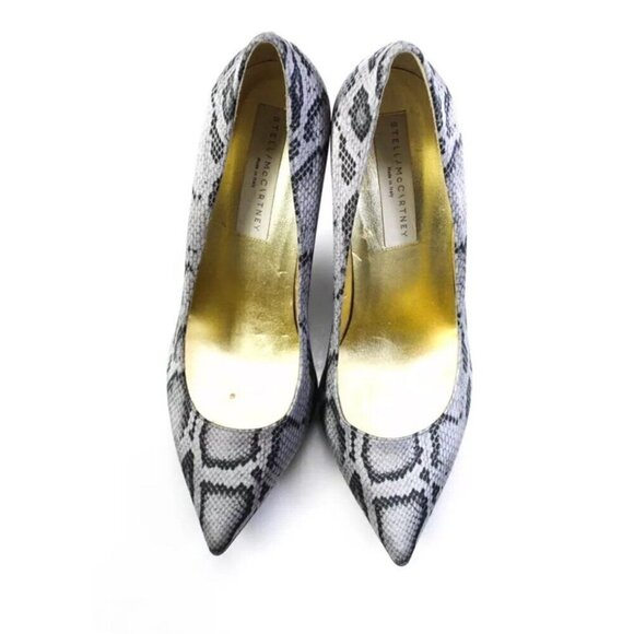 Stella McCartney gray snake print canvas stiletto heels.  Sz 37.5 - Picture 2 of 10